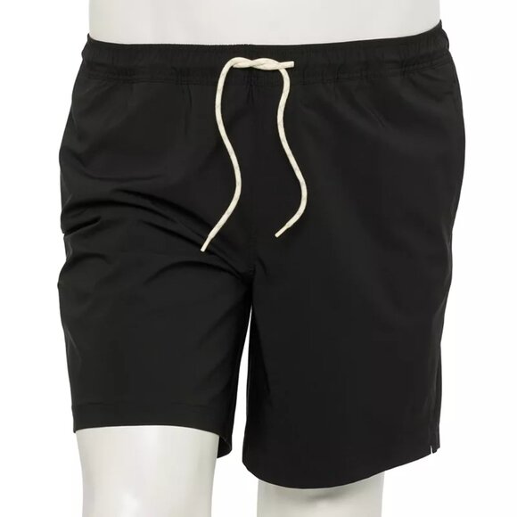 Big & Tall Trinity Coast 9" Inseam Solid Swim Trunks, Black, Size: 4XB - Picture 1 of 2
